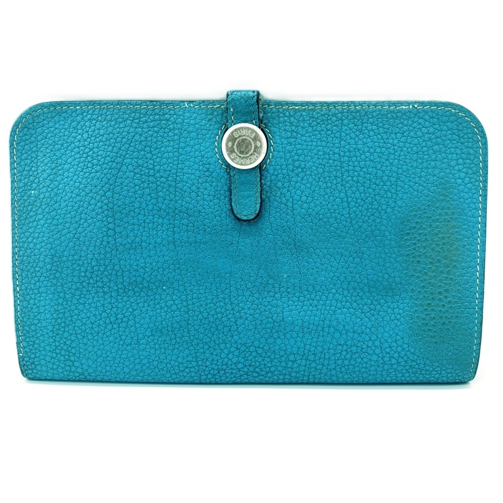 HERMES Dogon GM Long Wallet, Togo Leather, EEK Stamp, Blue